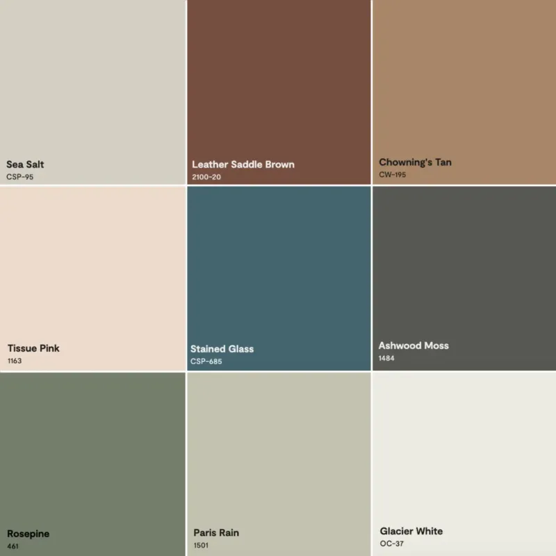 Benjamin Moore 2025 Color Trends Palette