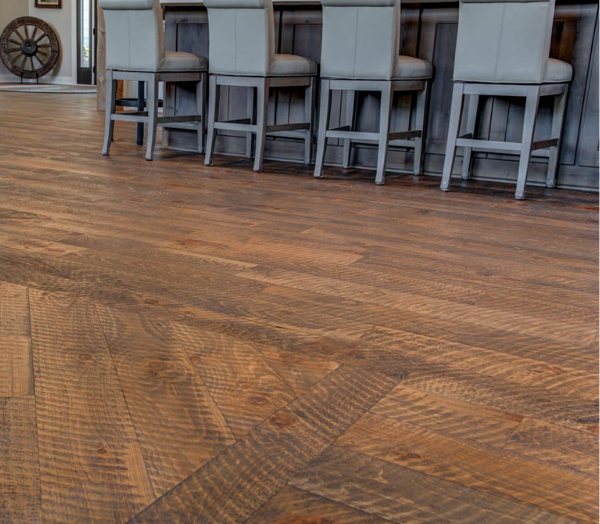 rustic floor jc huffman Rustic floors that look like reclaimed wood were made by Forever Barnwood and sold at JC Huffman Cabinetry in Fairfield, Iowa