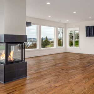 Reclaimed barnwood used on a floor.