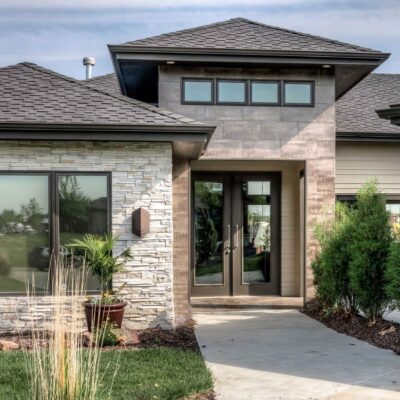 Stone veneers on exterior of home.