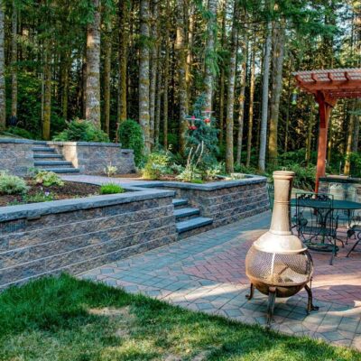 Stone veneer outdoor wall.